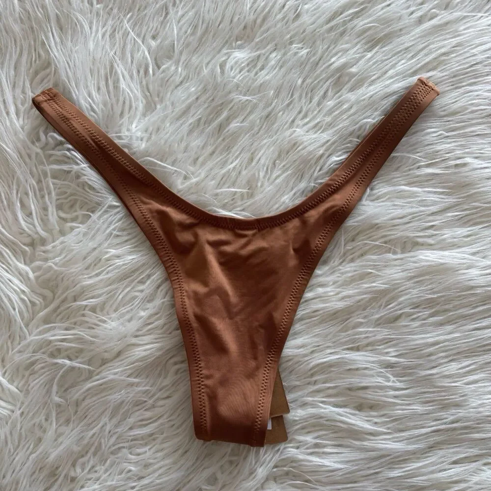 Skims Swim Micro Tanga Bikini Bottom Almond Size XL